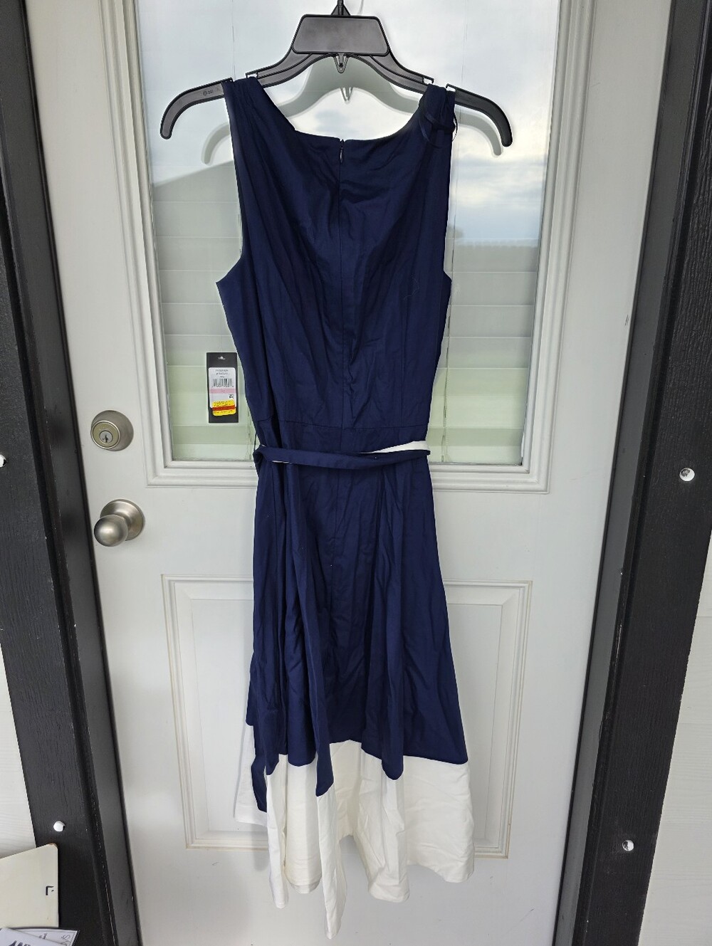 Jessica Howard Navy Blue White Hem Fit & Flare Dress Size 10 NWT Sleeveless Midi - Picture 7 of 8